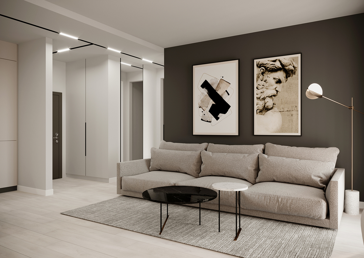 Projekt apartamentu I w stylu nowoczesnym 52m² w Opolu 
