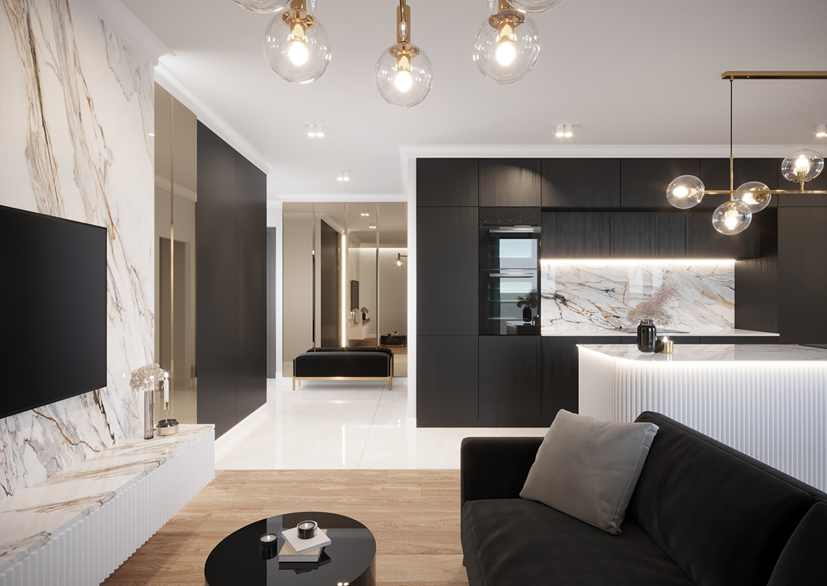 Projekt apartamentu 77m² na osiedlu HYGGE w Busku-Zdroju 
