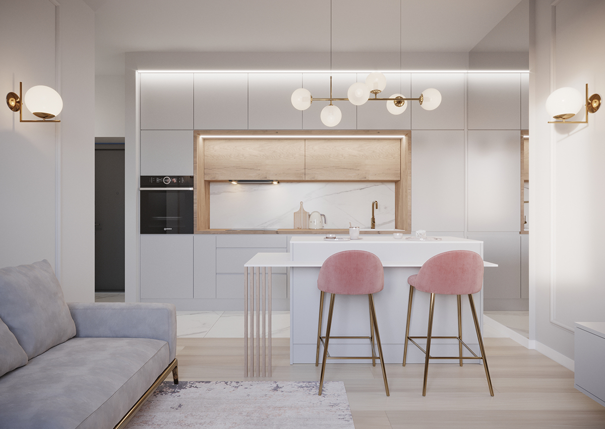 Projekt mieszkania 34m² w kamienicy w centrum Kielc
