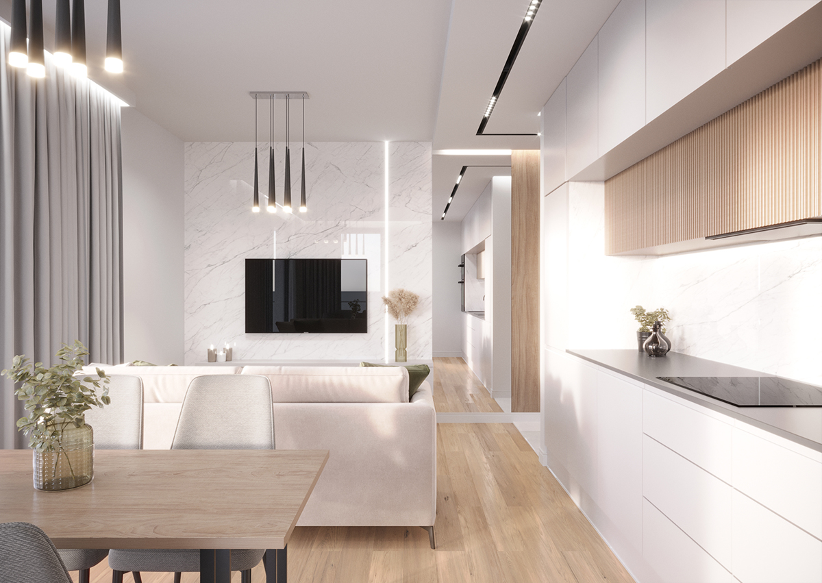 Projekt apartamentu 46m² na osiedlu HYGGE w Busku-Zdroju 